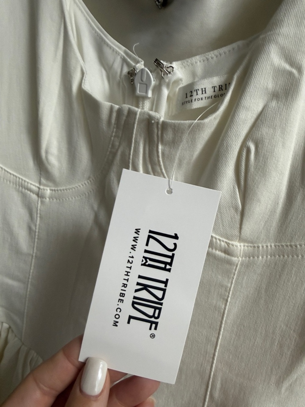 12th Tribe White Mini Dress with Scoop Neck - Picture 5 of 5